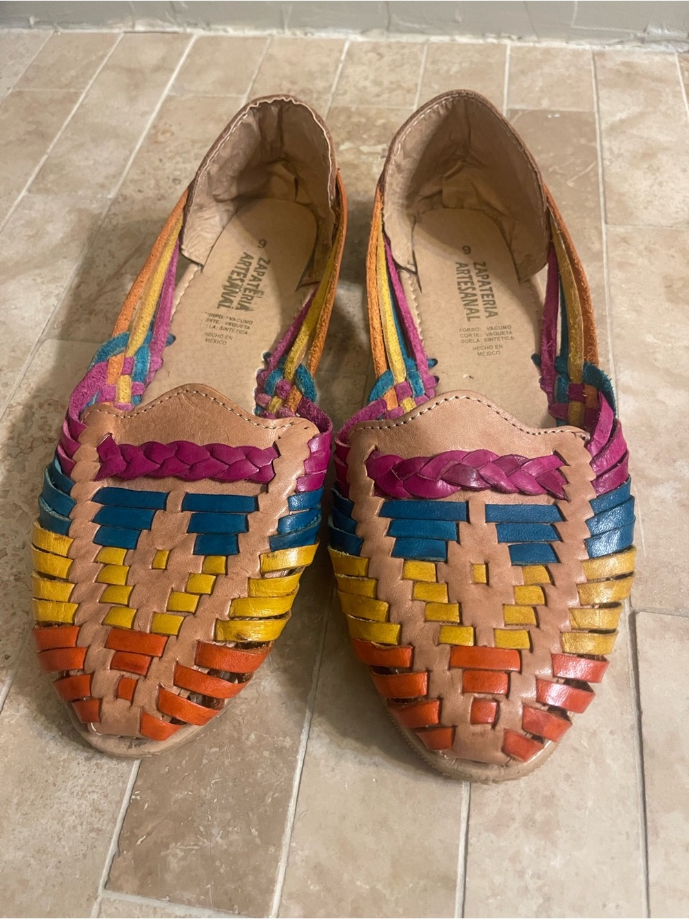 Artisanal Multicolor Leather Huarache Moccasins - Women